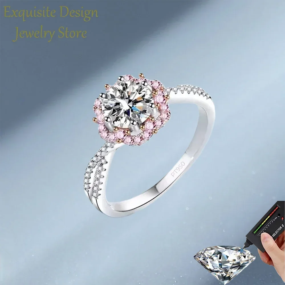 Изысканное кольцо с моассанитом 1 карат в форме цветка вишни, женское, из платины PT950, с бриллиантами, в стиле Сакура, для женщин
Изысканное кольцо с моассанитом 1 карат в форме цветка вишни, женское, из платины PT950, с бриллиантами, в стиле Сакура, для женщин