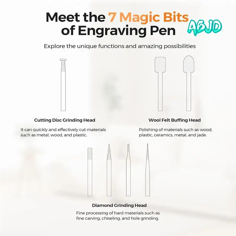 ABJO-Electric Cordless Engraving Pen With USB Rechargeability And 7 Drill Bits For Artistic Work On Wood, Glass, Stone
ABJO-Electric Cordless Engraving Pen With USB Rechargeability And 7 Drill Bits For Artistic Work On Wood, Glass, Stone