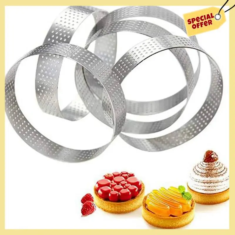 -BABQ 15Pcs Circular Tart Rings With Holes Stainless Steel Fruit Pie Quiches Cake Mousse Mold Kitchen Baking Mould 9Cm
-BABQ 15Pcs Circular Tart Rings With Holes Stainless Steel Fruit Pie Quiches Cake Mousse Mold Kitchen Baking Mould 9Cm