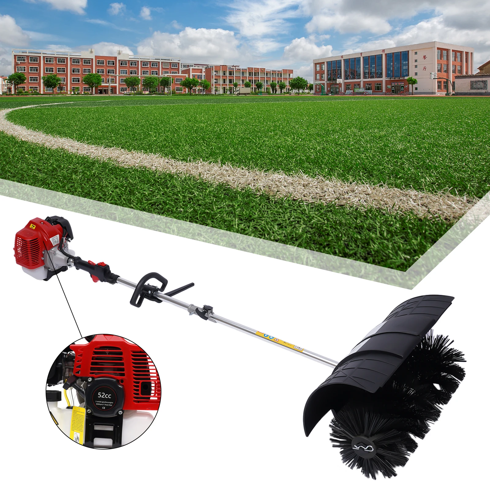 52CC 2.3HP Gas Power Walk Behind Sweeper,1.7KW Outdoor Hand Held Gas Power Snow Sweeping Broom for Driveway Turf Lawns
52CC 2.3HP Gas Power Walk Behind Sweeper,1.7KW Outdoor Hand Held Gas Power Snow Sweeping Broom for Driveway Turf Lawns