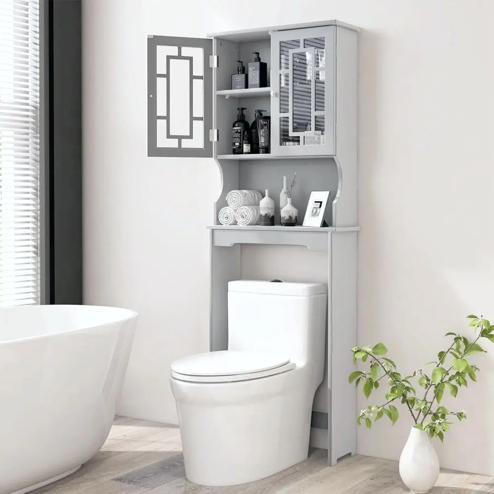Gray Double Door Adjustable Shelving Bathroom Over-the-Toilet Storage Cabinet
Gray Double Door Adjustable Shelving Bathroom Over-the-Toilet Storage Cabinet