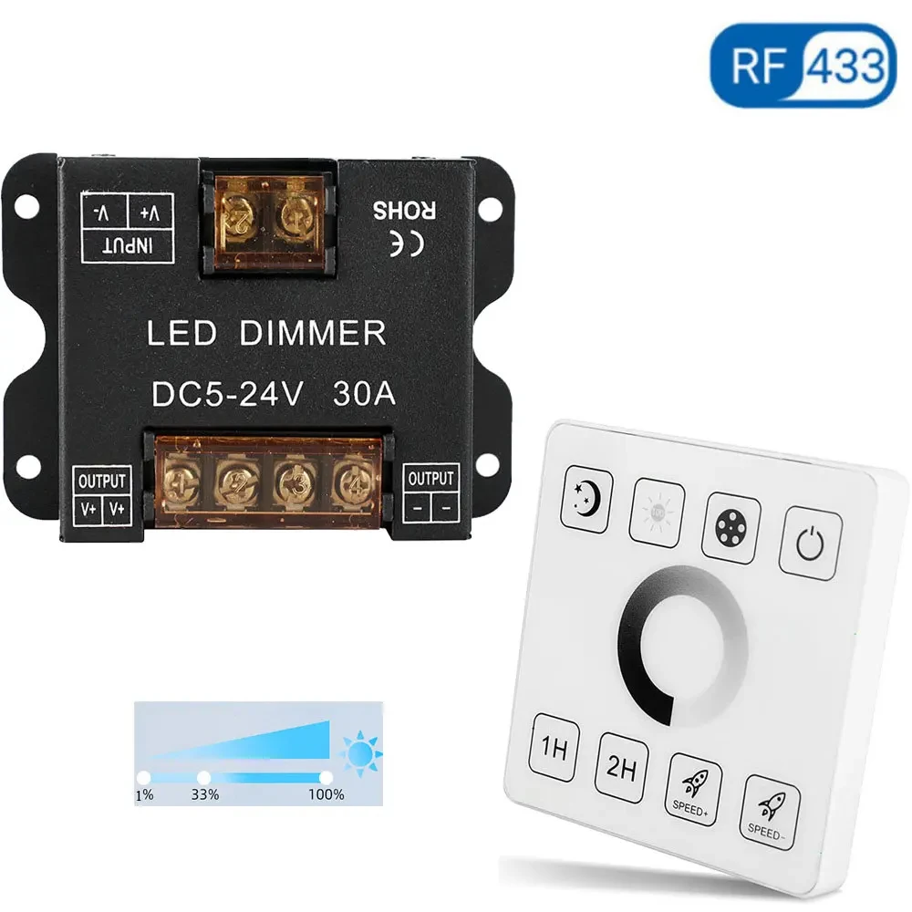 DC 5V 6V 12V 24V Dimmer Switch,Wireless Touch Button Wall Switch,RF 433MHz Remote Controller for LED Strips,COB Lights
DC 5V 6V 12V 24V Dimmer Switch,Wireless Touch Button Wall Switch,RF 433MHz Remote Controller for LED Strips,COB Lights