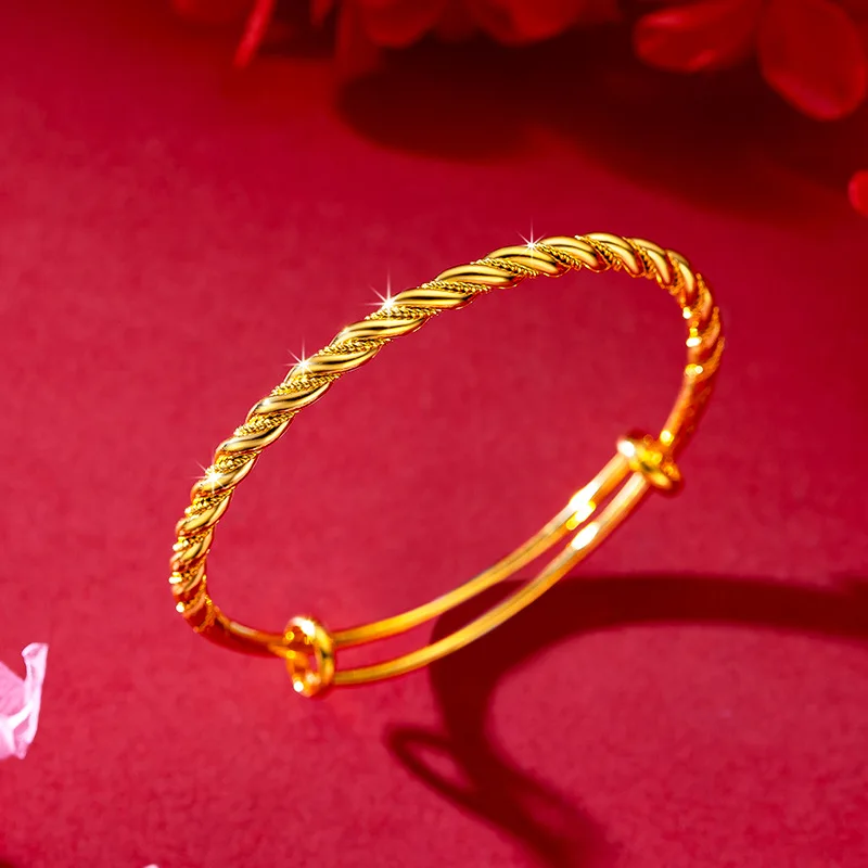 Orginal 24k Gold Color Antique Smooth Twine Pattern Push-pull Bracelet for Women Wedding Gold Female Bangle Fine Jewelry Gifts
Orginal 24k Gold Color Antique Smooth Twine Pattern Push-pull Bracelet for Women Wedding Gold Female Bangle Fine Jewelry Gifts
