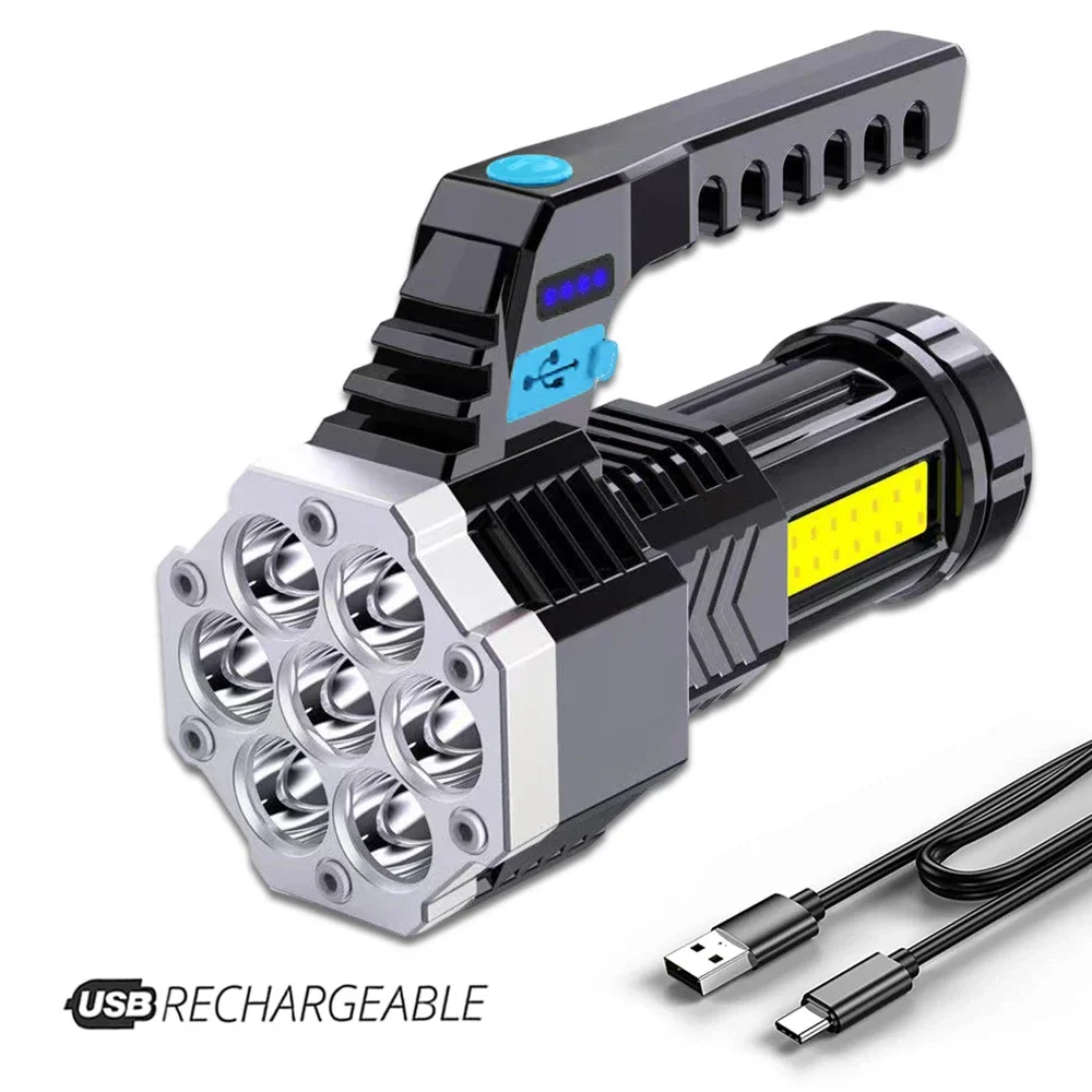 High Power Rechargeable Led Flashlights 7LED Camping Torch With Cob Side Light Lightweight Outdoor Lighting ABS Material
High Power Rechargeable Led Flashlights 7LED Camping Torch With Cob Side Light Lightweight Outdoor Lighting ABS Material