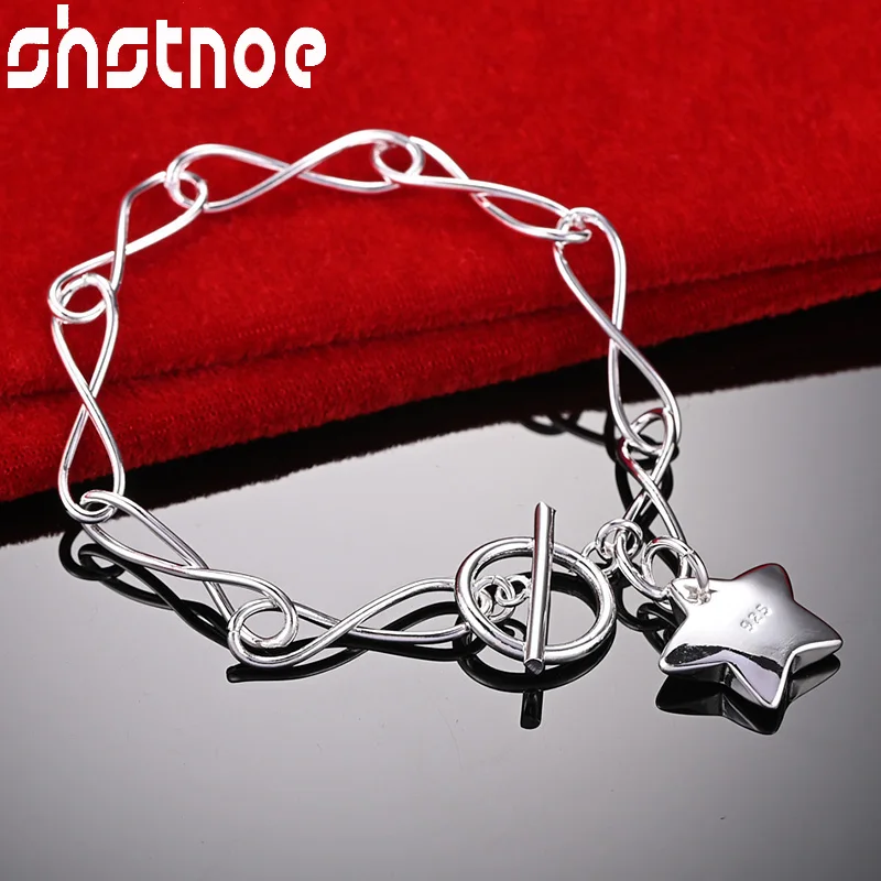SHSTONE 925 Sterling Silver Trendy Five-pointed Star Pendant Bracelets For Woman Chain Wedding Party Birthday Fashion Jewelry
SHSTONE 925 Sterling Silver Trendy Five-pointed Star Pendant Bracelets For Woman Chain Wedding Party Birthday Fashion Jewelry