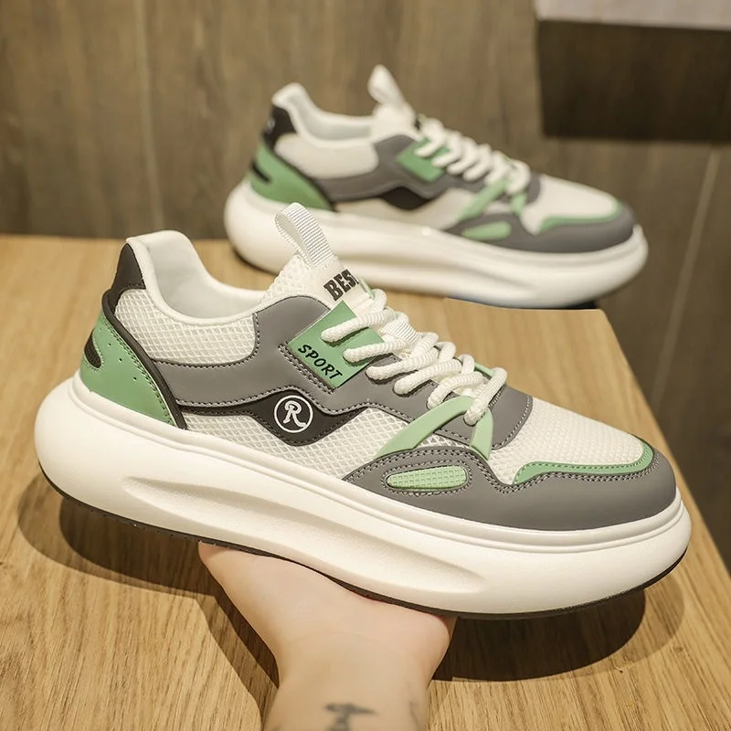 Pu'er Men's Breathable Mesh Sports Shoes Running Anti-slip Thick Bottom Fashionable Board Shoes 2024 New Style Korean Version
Pu'er Men's Breathable Mesh Sports Shoes Running Anti-slip Thick Bottom Fashionable Board Shoes 2024 New Style Korean Version