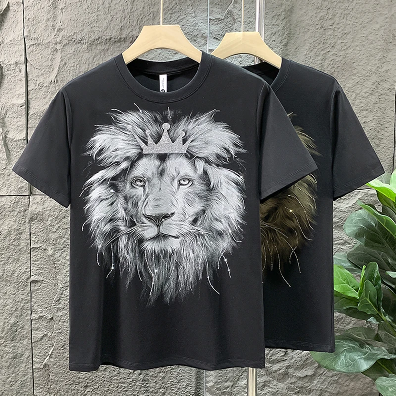 Light luxury design lion diamond printed T-shirt for men 2025 summer fashion handsome high end men's short sleeved casual to
Light luxury design lion diamond printed T-shirt for men 2025 summer fashion handsome high end men's short sleeved casual to