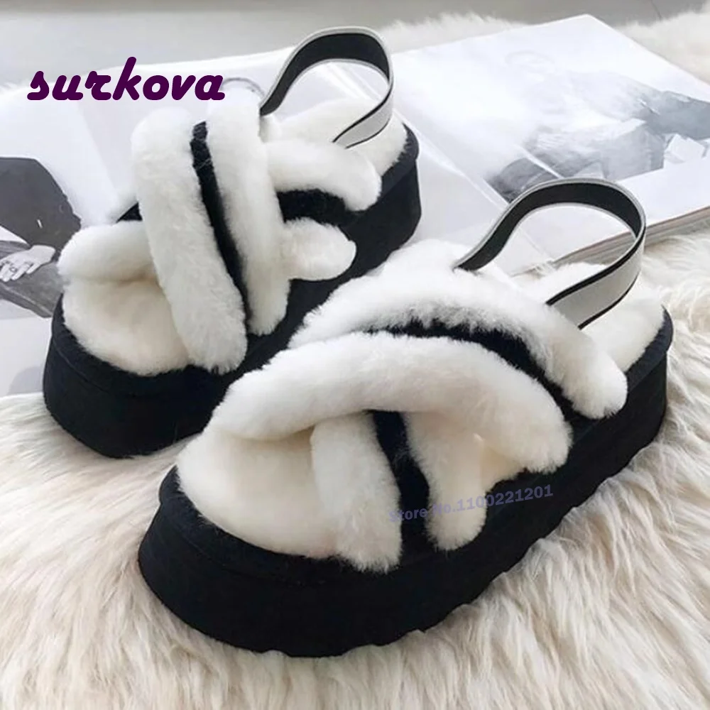 Cross Strap Plush Slingback Sandals Winter Platform Height Increasing Women's Shoes Warm Slip On Casual Shoe Warm Luxury Slipper
Cross Strap Plush Slingback Sandals Winter Platform Height Increasing Women's Shoes Warm Slip On Casual Shoe Warm Luxury Slipper