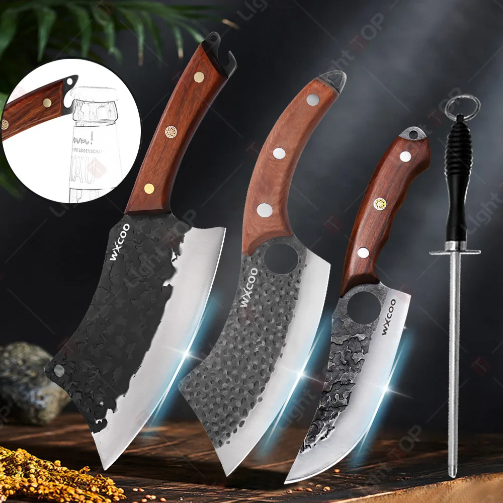 Многофункциональные кованые кухонные ножи из нержавеющей стали, мясник, обвалка, нож шеф-повара, открывалка для бутылок, универсальный нож, эргономичная ручка
Многофункциональные кованые кухонные ножи из нержавеющей стали, мясник, обвалка, нож шеф-повара, открывалка для бутылок, универсальный нож, эргономичная ручка