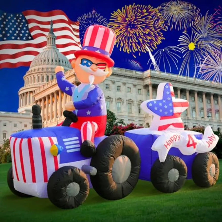 6FT Patriotic Independence Day 4th of July Memorial Day Inflatable Outdoor Decoration, Uncle Sam Drive Tractor, LED Lights Holi
6FT Patriotic Independence Day 4th of July Memorial Day Inflatable Outdoor Decoration, Uncle Sam Drive Tractor, LED Lights Holi