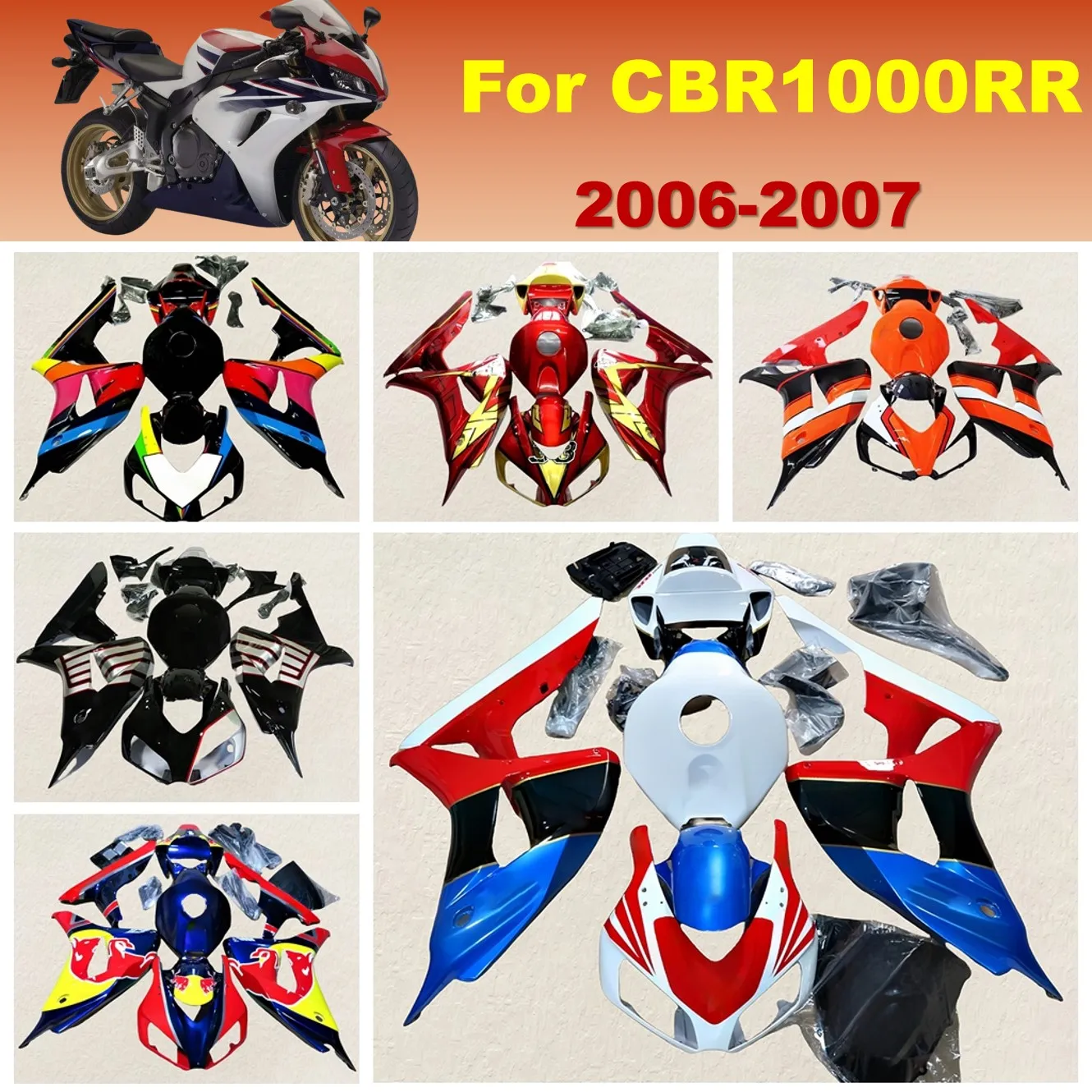Новый комплект обтекателей высокого качества для Honda CBR1000RR 2007 2006, CBR 1000RR, аксессуары для мотоциклов, обтекатели кузова
Новый комплект обтекателей высокого качества для Honda CBR1000RR 2007 2006, CBR 1000RR, аксессуары для мотоциклов, обтекатели кузова