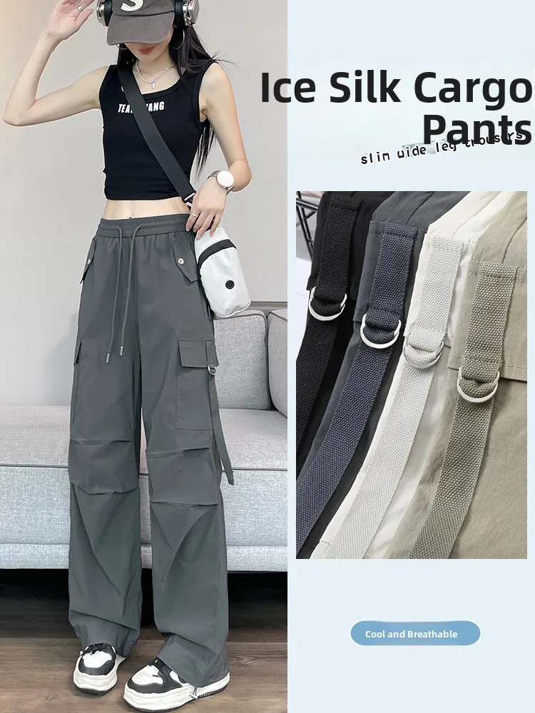 American Style Casual Quick Dry Wide Leg Pants Women Summer Thin Loose High Waist Straight Cut Trousers Comfortable Workwear
American Style Casual Quick Dry Wide Leg Pants Women Summer Thin Loose High Waist Straight Cut Trousers Comfortable Workwear