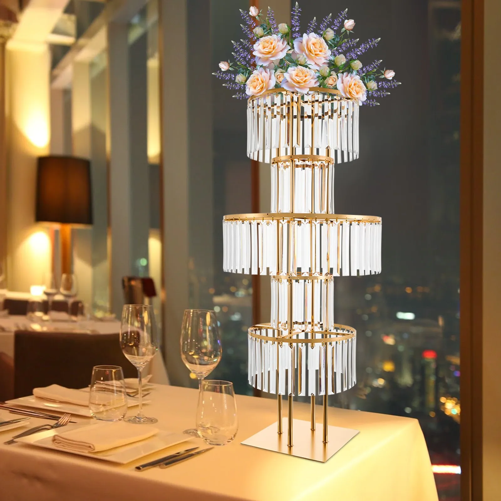 43.3" Gold Crystal Vases for Wedding Reception Birthday Party, 5 Tier Round Flower Stand, Tall Wedding Centerpieces Flower Stand
43.3" Gold Crystal Vases for Wedding Reception Birthday Party, 5 Tier Round Flower Stand, Tall Wedding Centerpieces Flower Stand