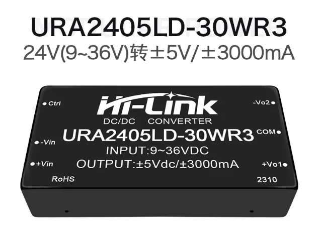 Hi-link URA2405LD‑30WR3 30W DC‑DC Power Module URA2405/12/15/24-30WR3 Wide Input 18‑36V Isolated 1500V Regulated Single Output
Hi-link URA2405LD‑30WR3 30W DC‑DC Power Module URA2405/12/15/24-30WR3 Wide Input 18‑36V Isolated 1500V Regulated Single Output