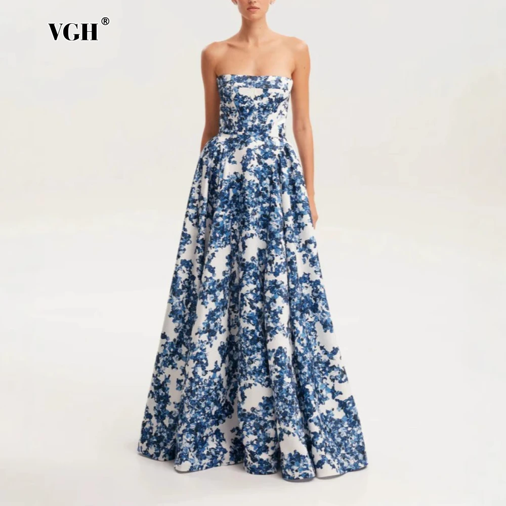 VGH Printing Evening A Line Maxi Dresses for Women Strapless Sleeveless High Waist Elegant Temperament Dresses Female New Trend
VGH Printing Evening A Line Maxi Dresses for Women Strapless Sleeveless High Waist Elegant Temperament Dresses Female New Trend