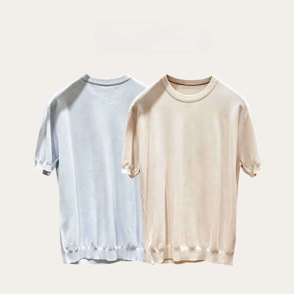 Summer Men's round Neck Knitted Short Sleeve T-Shirt Mixed Fiber Lyocell Silk Blend Comfortable Breathable Fashionable Casual
Summer Men's round Neck Knitted Short Sleeve T-Shirt Mixed Fiber Lyocell Silk Blend Comfortable Breathable Fashionable Casual