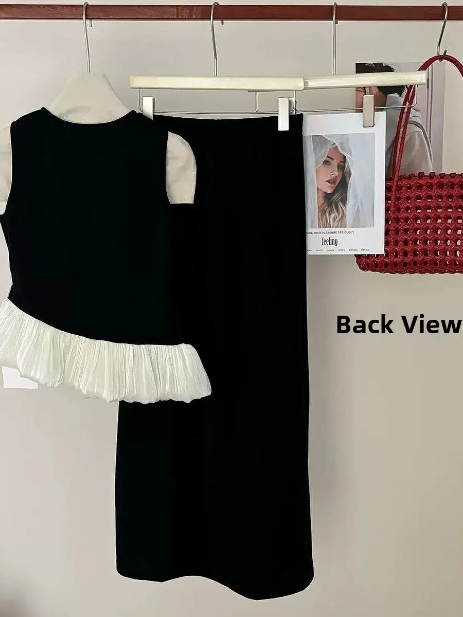 Korean Sle Women's Faion Set V-Ne Cross Strap Tank Top + Bla Skirt Svel Splicing Design Summer Outfit
Korean Sle Women's Faion Set V-Ne Cross Strap Tank Top + Bla Skirt Svel Splicing Design Summer Outfit