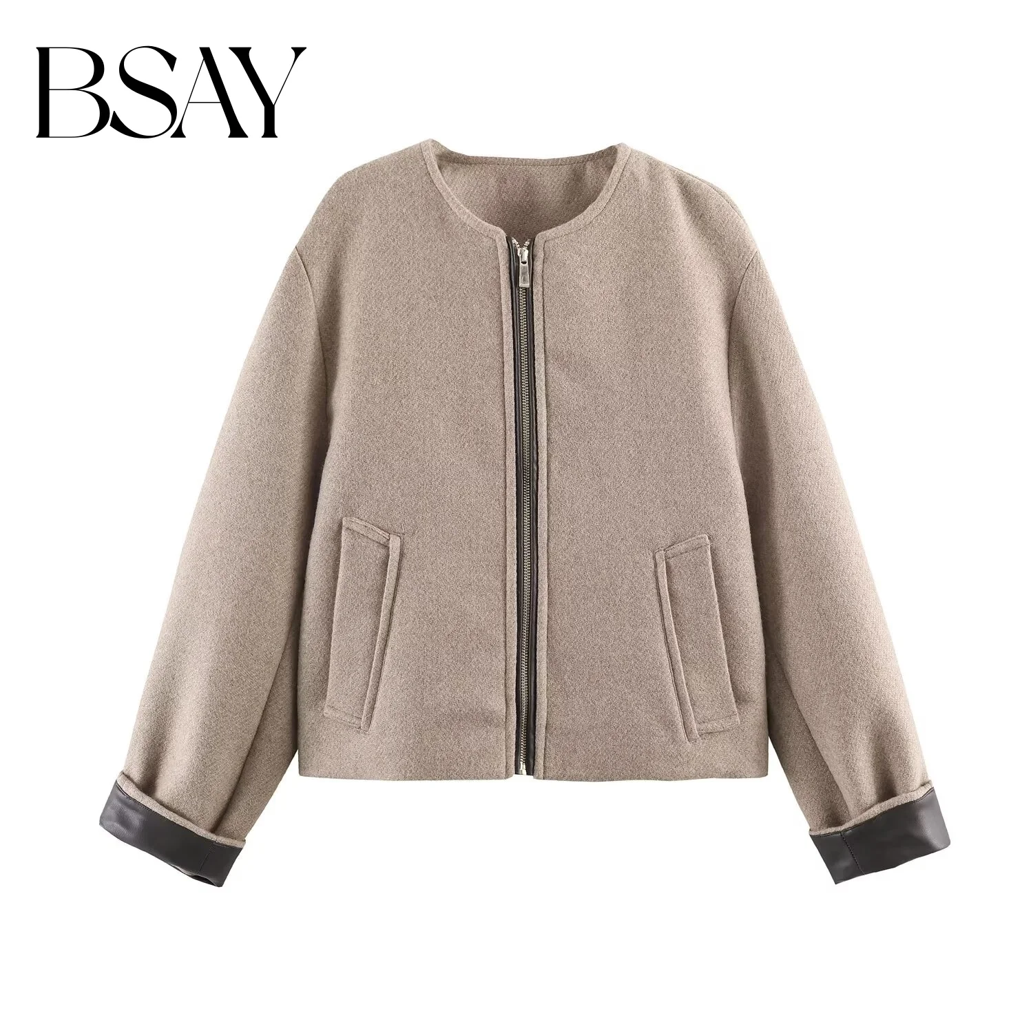 Женская модная куртка-пилот BSAY 2026 весна: простой дизайн, круглый вырез, длинный рукав, эффект кожи, декоративные вставки
Женская модная куртка-пилот BSAY 2026 весна: простой дизайн, круглый вырез, длинный рукав, эффект кожи, декоративные вставки