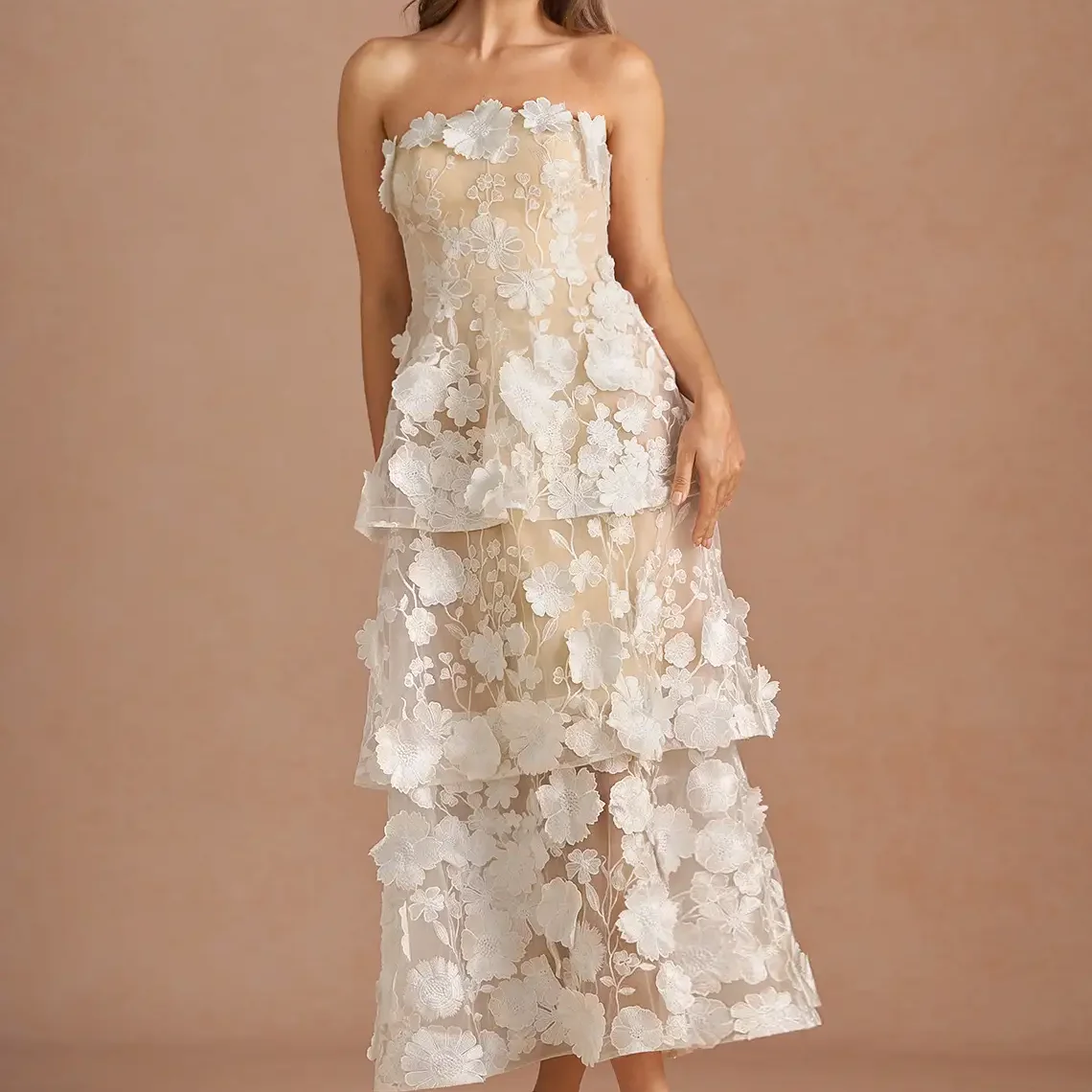 Classic Strapless Appliquins Floral Tiered A-Line Formal Evening Dresses Birthday Party Prom Gowns Customized
Classic Strapless Appliquins Floral Tiered A-Line Formal Evening Dresses Birthday Party Prom Gowns Customized