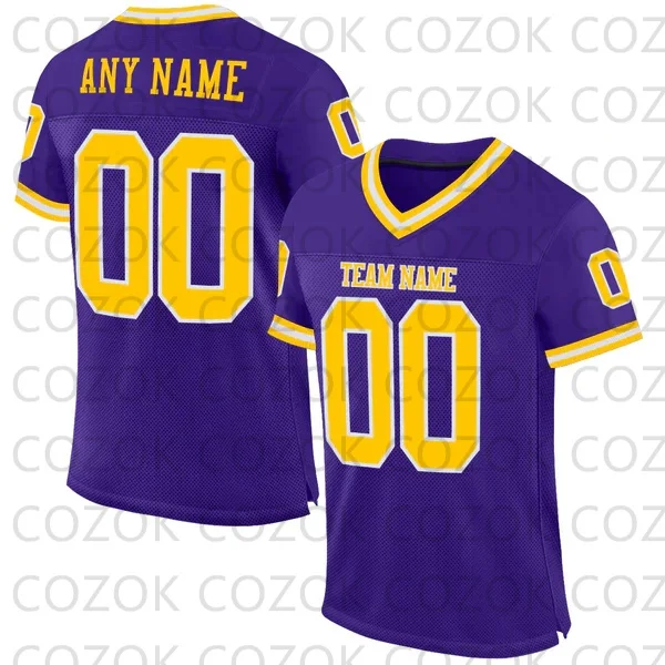 Custome Purple Football Jerseys for Men Women Unisex Football Short Sleeves Athletic Tee Shirts
Custome Purple Football Jerseys for Men Women Unisex Football Short Sleeves Athletic Tee Shirts