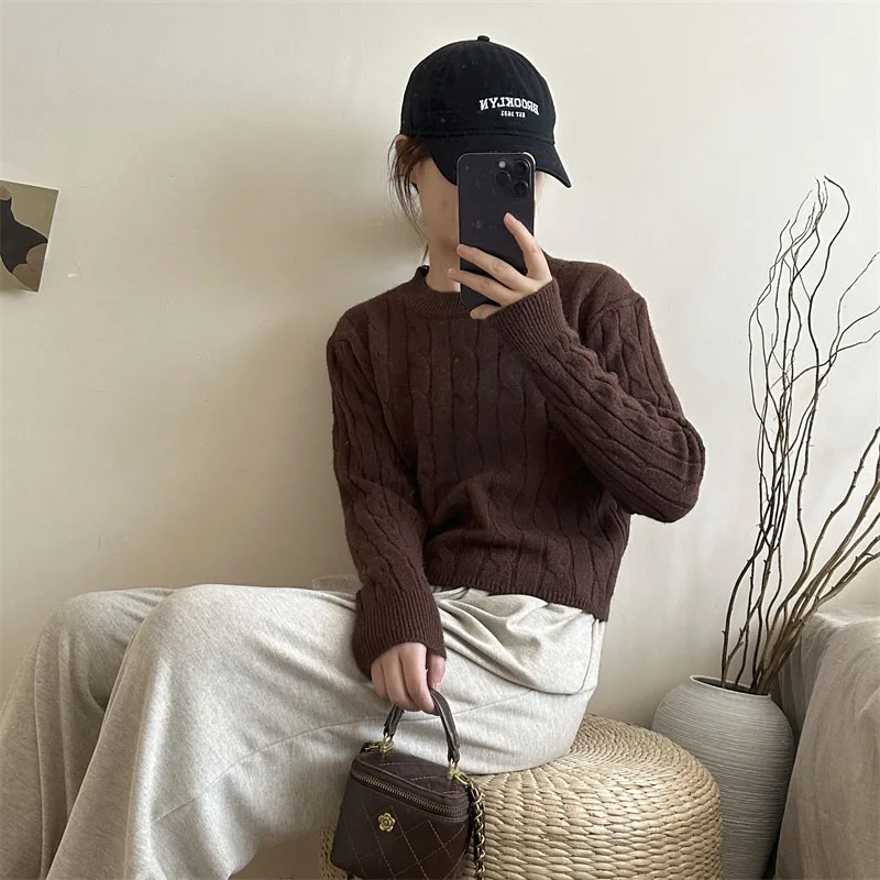 Round Neck Loose Vintage Casual Short Sweaters Autumn/Winter Korean-style Solid Color Basic Comfortable Temperament Sweater
Round Neck Loose Vintage Casual Short Sweaters Autumn/Winter Korean-style Solid Color Basic Comfortable Temperament Sweater