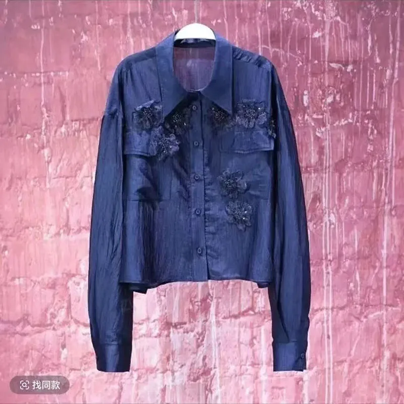 Polo Collar Slim Pockets Blouse Women Long Sleeve Floral Elegant Shirt Soft Single Breasted Tops High end Spring
Polo Collar Slim Pockets Blouse Women Long Sleeve Floral Elegant Shirt Soft Single Breasted Tops High end Spring