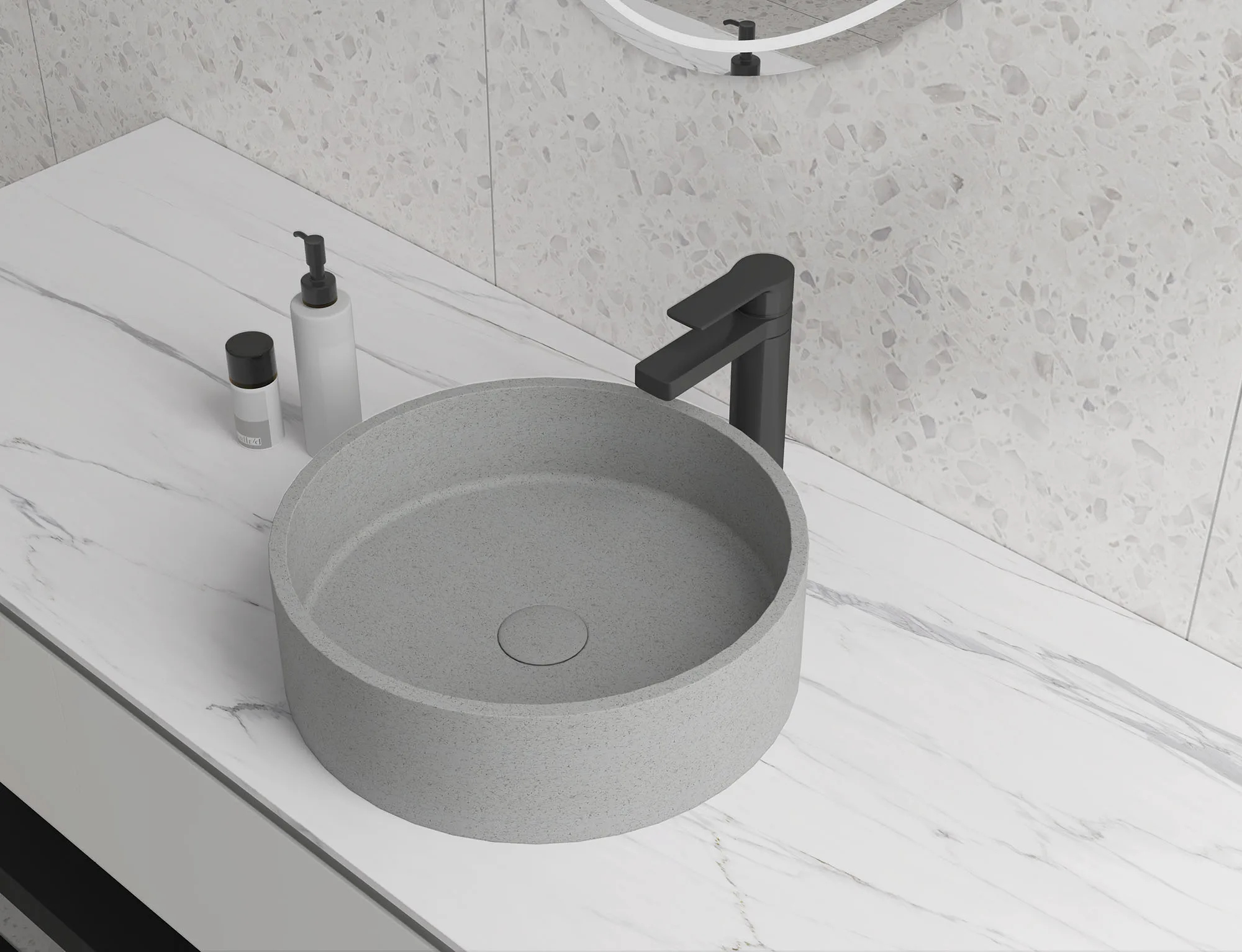 Bathroom Sink Handmade Concreto Stone Basin Counter Freestanding Bathroom Vessel Sink in Grey without Faucet and Drain
Bathroom Sink Handmade Concreto Stone Basin Counter Freestanding Bathroom Vessel Sink in Grey without Faucet and Drain