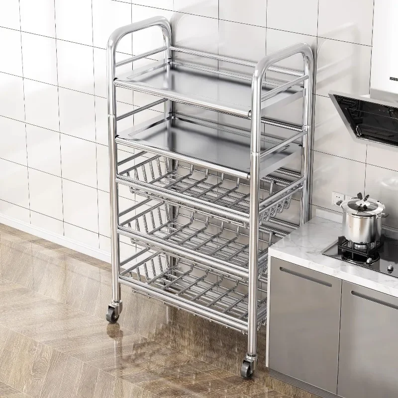 Kitchen Multifunctional Wheel Shelf Floor to Floor Multi-layer Vegetable Basket Storage Pot Microwave Oven Vegetable Storage
Kitchen Multifunctional Wheel Shelf Floor to Floor Multi-layer Vegetable Basket Storage Pot Microwave Oven Vegetable Storage
