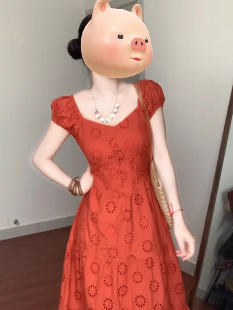 plus Size Retro Orange Short Sleeve Embroidered Dress High Waist A-Line Skirt Square Collar Summer Slimming Women's Dress
plus Size Retro Orange Short Sleeve Embroidered Dress High Waist A-Line Skirt Square Collar Summer Slimming Women's Dress