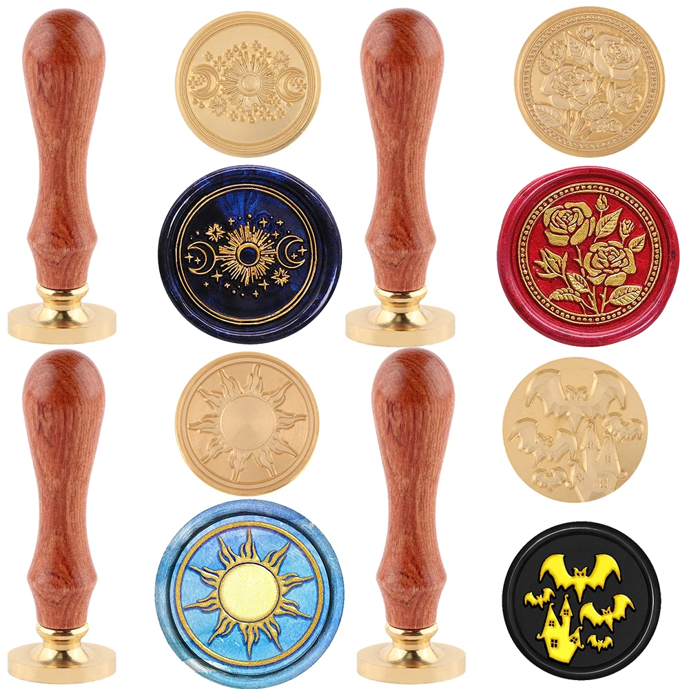 Sun And Moon Rose Halloween Bats Vintage 25mm Removable Brass Wax Seal Stamp Head with Wood Handle for Invitations Envelope Make
Sun And Moon Rose Halloween Bats Vintage 25mm Removable Brass Wax Seal Stamp Head with Wood Handle for Invitations Envelope Make