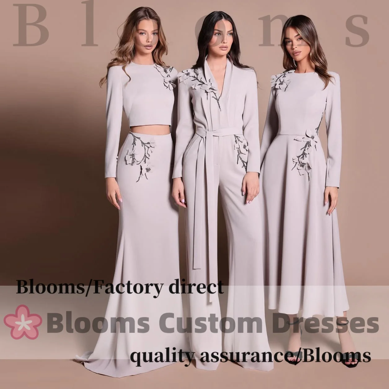 Customized Floral Applique Long Sleeves Evening Dresses Beads Grey Elegant Women Formal Party Gown Wedding Floor-Length
Customized Floral Applique Long Sleeves Evening Dresses Beads Grey Elegant Women Formal Party Gown Wedding Floor-Length