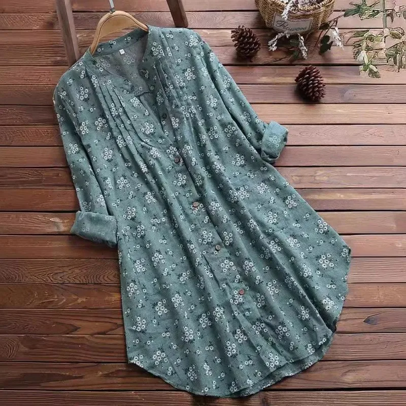 Women's Floral Print Blouse Loose Fit Long Sleeve White Shirt Three Quarter Button up Cotton Linen Blend Top
Women's Floral Print Blouse Loose Fit Long Sleeve White Shirt Three Quarter Button up Cotton Linen Blend Top