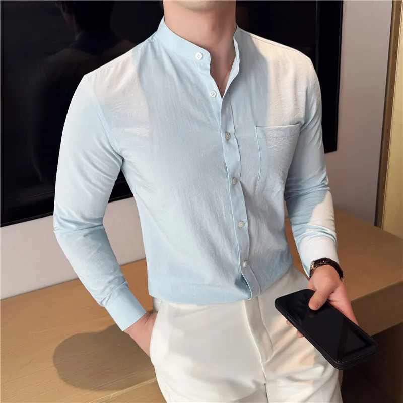 2025 New Fashion Stand Collar Solid Shirt Men High Quality Thin Linen Cotton Slim Fit Casual Party Business Shirts Mens Clothing
2025 New Fashion Stand Collar Solid Shirt Men High Quality Thin Linen Cotton Slim Fit Casual Party Business Shirts Mens Clothing