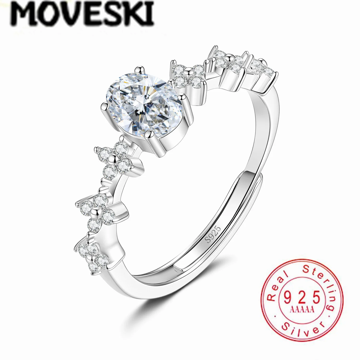 Floral Cluster Oval Moissanite Engagement Ring S925 Sterling Silver Adjustable 0.5CT/1CT Optional Wedding Ring For Women
Floral Cluster Oval Moissanite Engagement Ring S925 Sterling Silver Adjustable 0.5CT/1CT Optional Wedding Ring For Women