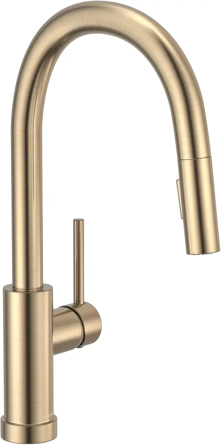 Champagne Gold Kitchen Faucet with Pull Down Sprayer, Modern Single Hole, 2-Function Spray Head, Deck Plate
Champagne Gold Kitchen Faucet with Pull Down Sprayer, Modern Single Hole, 2-Function Spray Head, Deck Plate