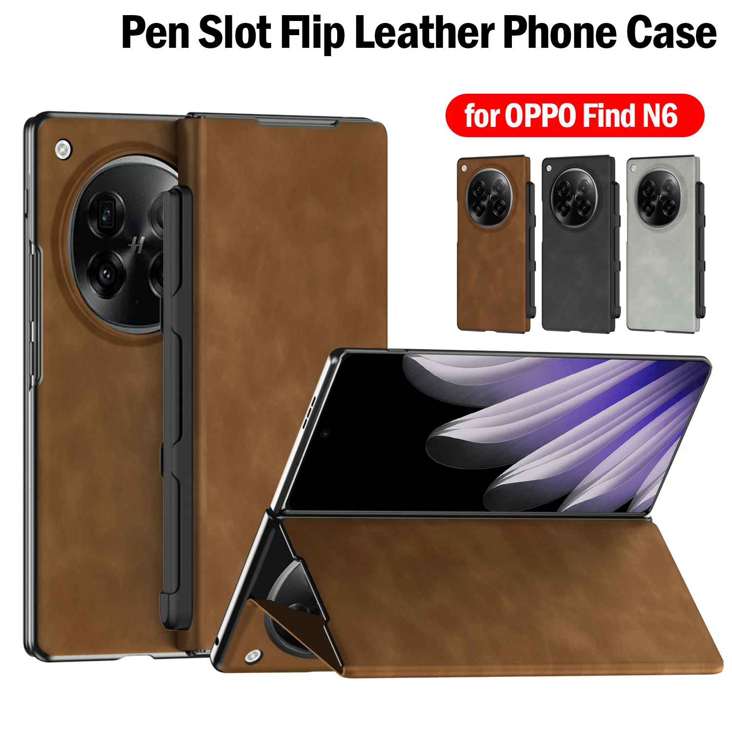 Retro Pattern Leather Phone Cases for OPPO Find N6 Case with Stylus Pen Slot Protective Back Cover Business Style
Retro Pattern Leather Phone Cases for OPPO Find N6 Case with Stylus Pen Slot Protective Back Cover Business Style