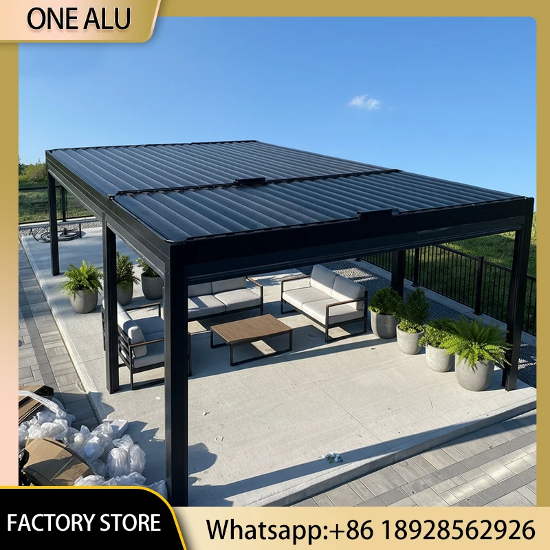 Bioclimatic Aluminum Pergola with Built-in Gas Fireplace LED Lighting Waterproof Gazebo for Garden
Bioclimatic Aluminum Pergola with Built-in Gas Fireplace LED Lighting Waterproof Gazebo for Garden