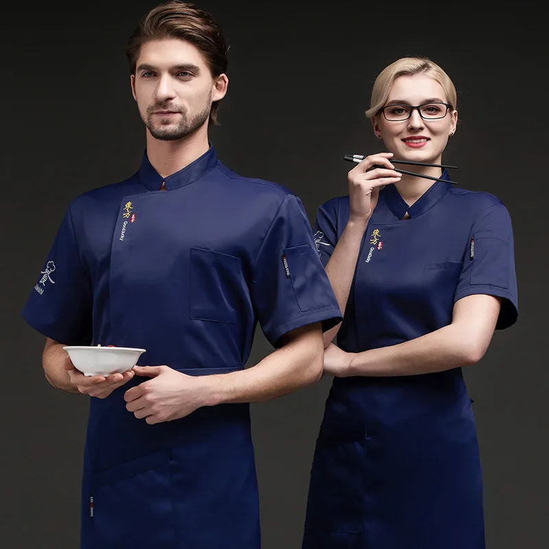 Summer hotel restaurant kitchen canteen custom-made catering chef workwear for men, short-sleeved, lightweight, breathable, whit
Summer hotel restaurant kitchen canteen custom-made catering chef workwear for men, short-sleeved, lightweight, breathable, whit