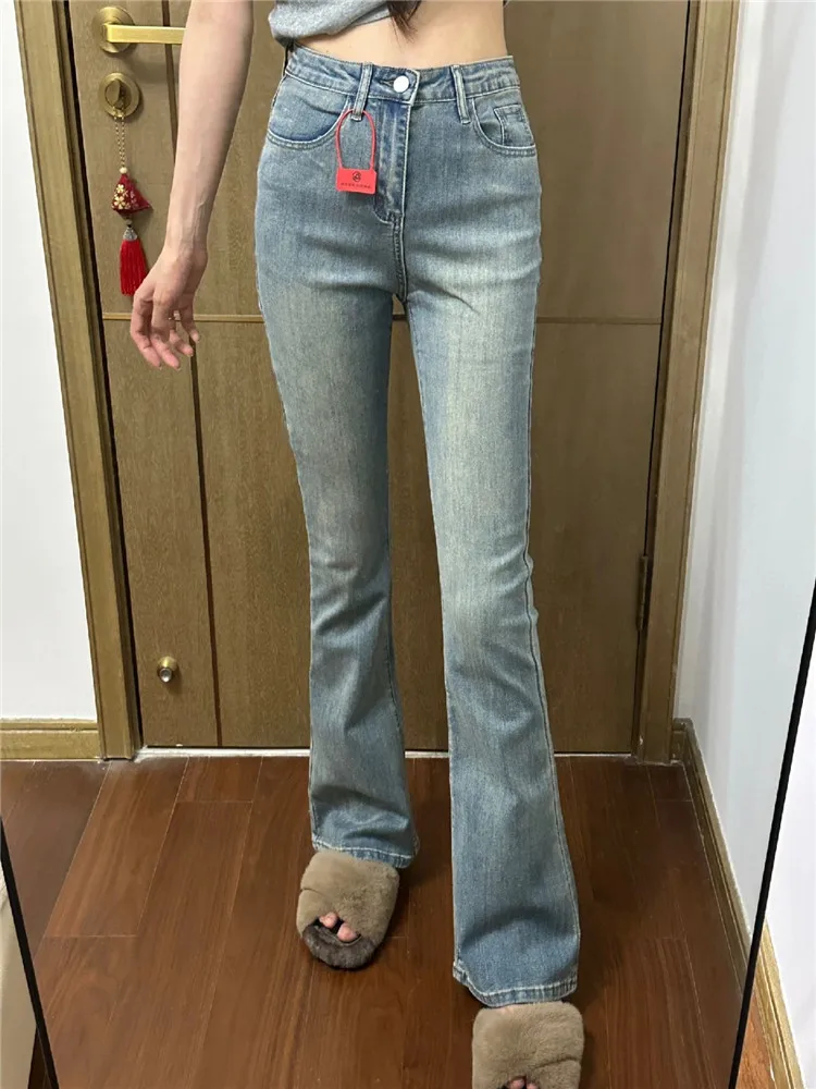 American Retro High Waist Slimming Stretchy Blue Bell Bottom Jeans Women's Premium Denim High Rise Extended Length Hoof...
American Retro High Waist Slimming Stretchy Blue Bell Bottom Jeans Women's Premium Denim High Rise Extended Length Hoof...