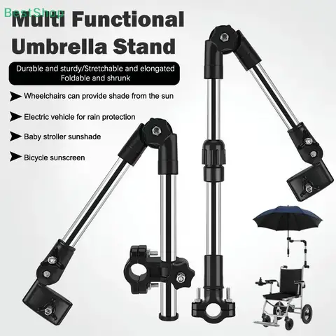 Wheelchair Umbrella Stand Rotatable Stainless Steel Bicycle Umbrella Holder Stroller Umbrella Holder Rain Gear Tool