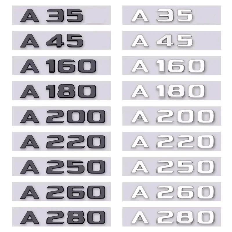 3D ABS Car Tail Rear Trunk Letters Emblem Badge Sticker for Mercedes Benz A63 A180 A200 A220 A250 A260 A Class W177 W176 4MATIC
3D ABS Car Tail Rear Trunk Letters Emblem Badge Sticker for Mercedes Benz A63 A180 A200 A220 A250 A260 A Class W177 W176 4MATIC