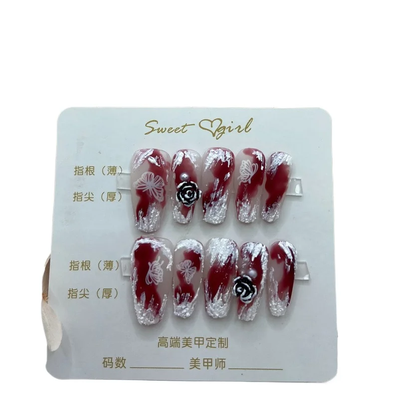 *Youyi Xian three-dimensional relief retro butterfly rose handmade nail piece finished nail sticker advanced wearing nail
*Youyi Xian three-dimensional relief retro butterfly rose handmade nail piece finished nail sticker advanced wearing nail