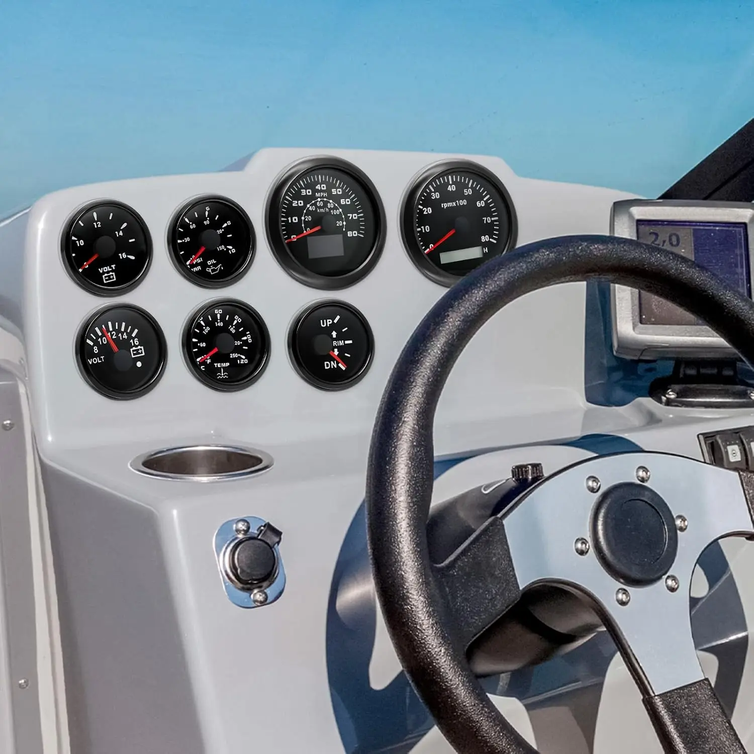 Auto Marine Boat GPS Speedometer Tachometer Kit 7 Color Trim Voltmeter Oil Pressure Fuel Level Water Gauge New Inboard Engine
Auto Marine Boat GPS Speedometer Tachometer Kit 7 Color Trim Voltmeter Oil Pressure Fuel Level Water Gauge New Inboard Engine