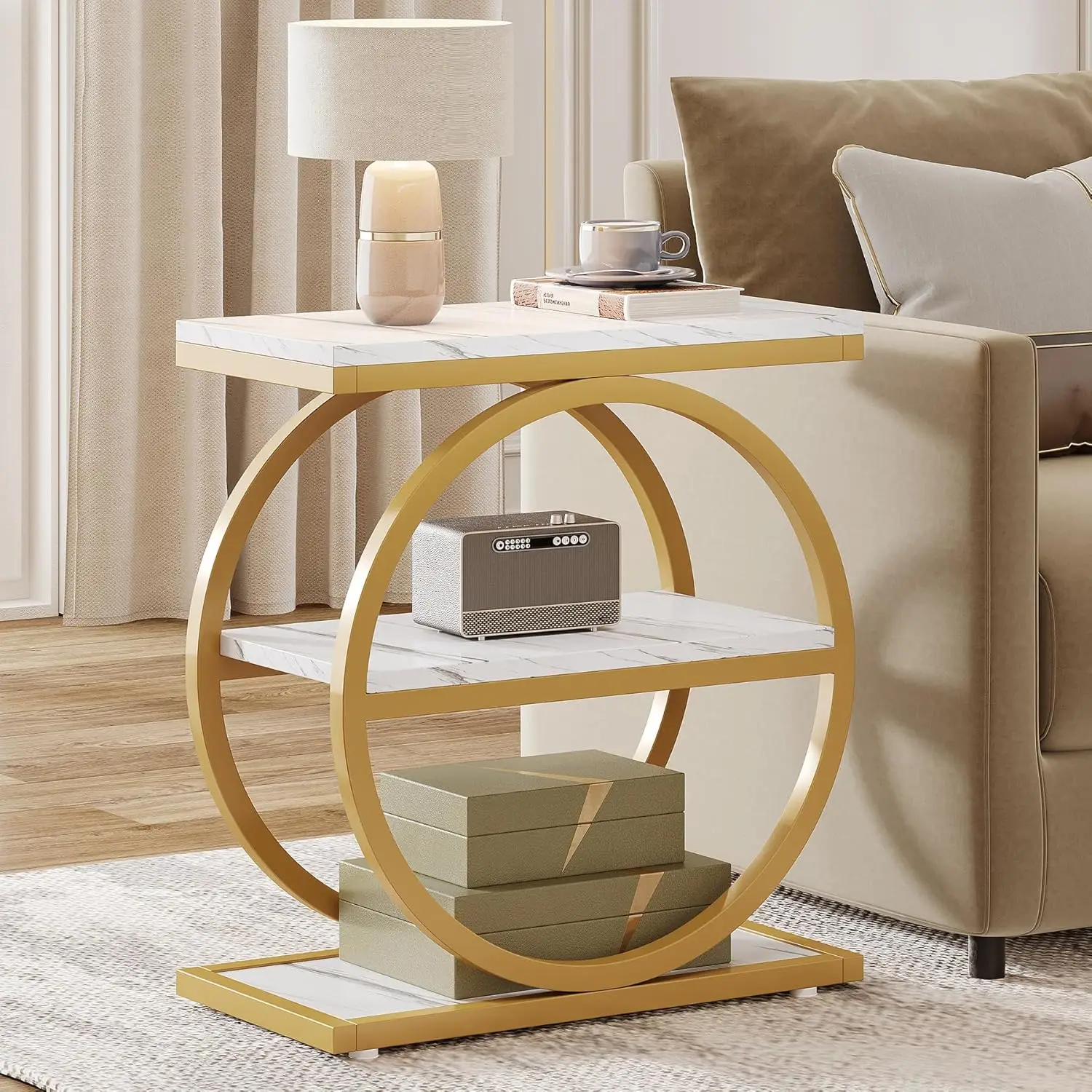 3-Tier Storage Side Table White & Gold Metal Frame Living Room Bedroom Slim Nightstand Customized
3-Tier Storage Side Table White & Gold Metal Frame Living Room Bedroom Slim Nightstand Customized
