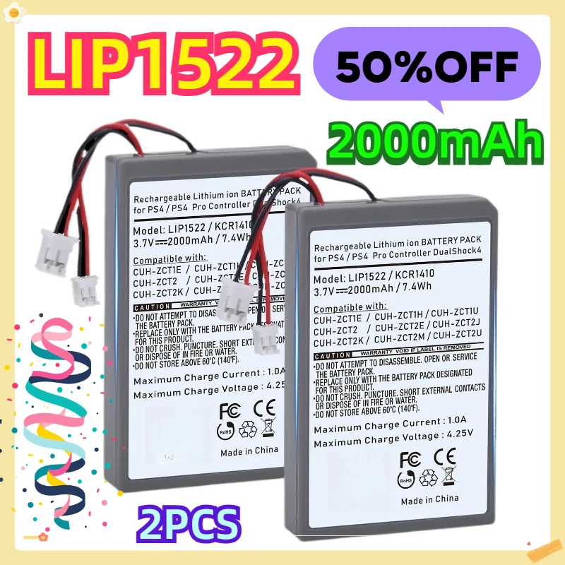 CUH-ZCT2 LIP1522 For Sony PS4 Gamepad Dualshock4 V1 Wireless Controller CUH-ZXTIE CUH-ZCTIU PS4 Pro 2000mAh 2pcs
CUH-ZCT2 LIP1522 For Sony PS4 Gamepad Dualshock4 V1 Wireless Controller CUH-ZXTIE CUH-ZCTIU PS4 Pro 2000mAh 2pcs