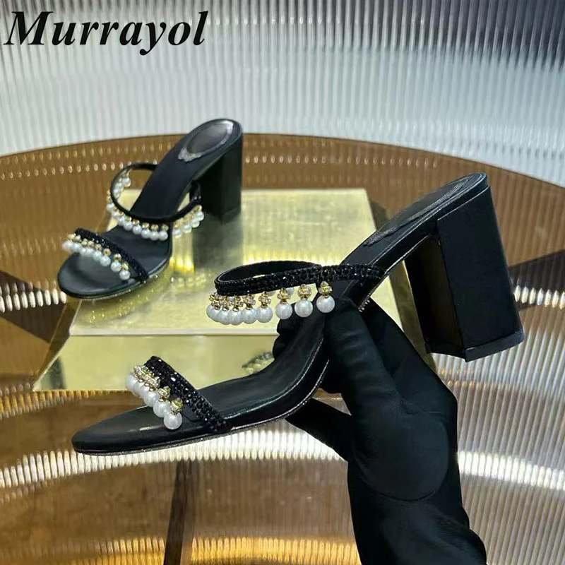 Pearl Tassels Decor Square Heels Slippers Women's Rhinestone Decor Ankle Snake Shaped Elastic Strap Sandals Summer Dress Shoes
Pearl Tassels Decor Square Heels Slippers Women's Rhinestone Decor Ankle Snake Shaped Elastic Strap Sandals Summer Dress Shoes