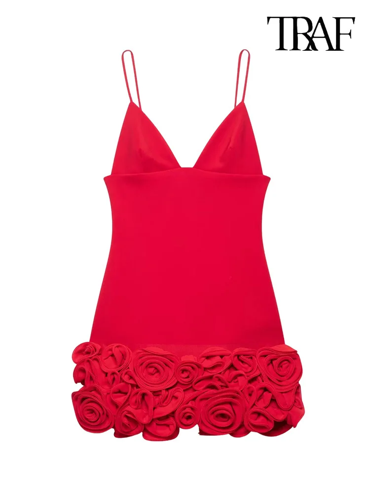 TRAF New Women's Convex Floral Design Spaghetti Strap Dress Sexy Strapless Hipster Short Banquet Party Women's Evening Dresses 
TRAF New Women's Convex Floral Design Spaghetti Strap Dress Sexy Strapless Hipster Short Banquet Party Women's Evening Dresses