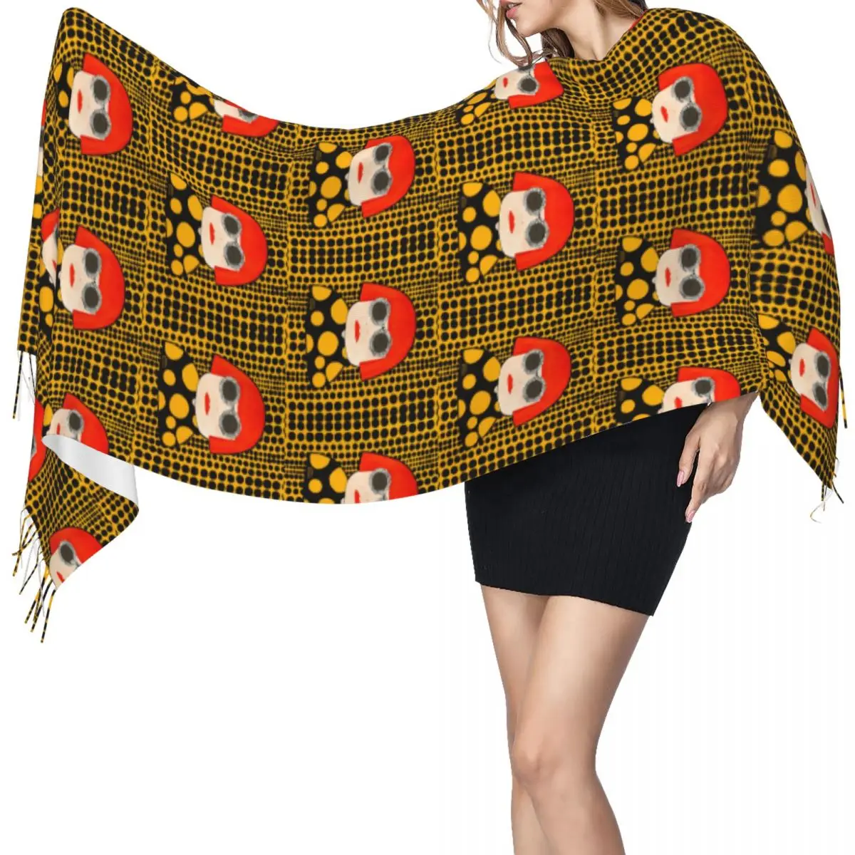 Yayoi Kusama абстрактный шарф с кисточками, женские мягкие теплые шали и накидки, длинная осенне-зимняя шаль
Yayoi Kusama абстрактный шарф с кисточками, женские мягкие теплые шали и накидки, длинная осенне-зимняя шаль