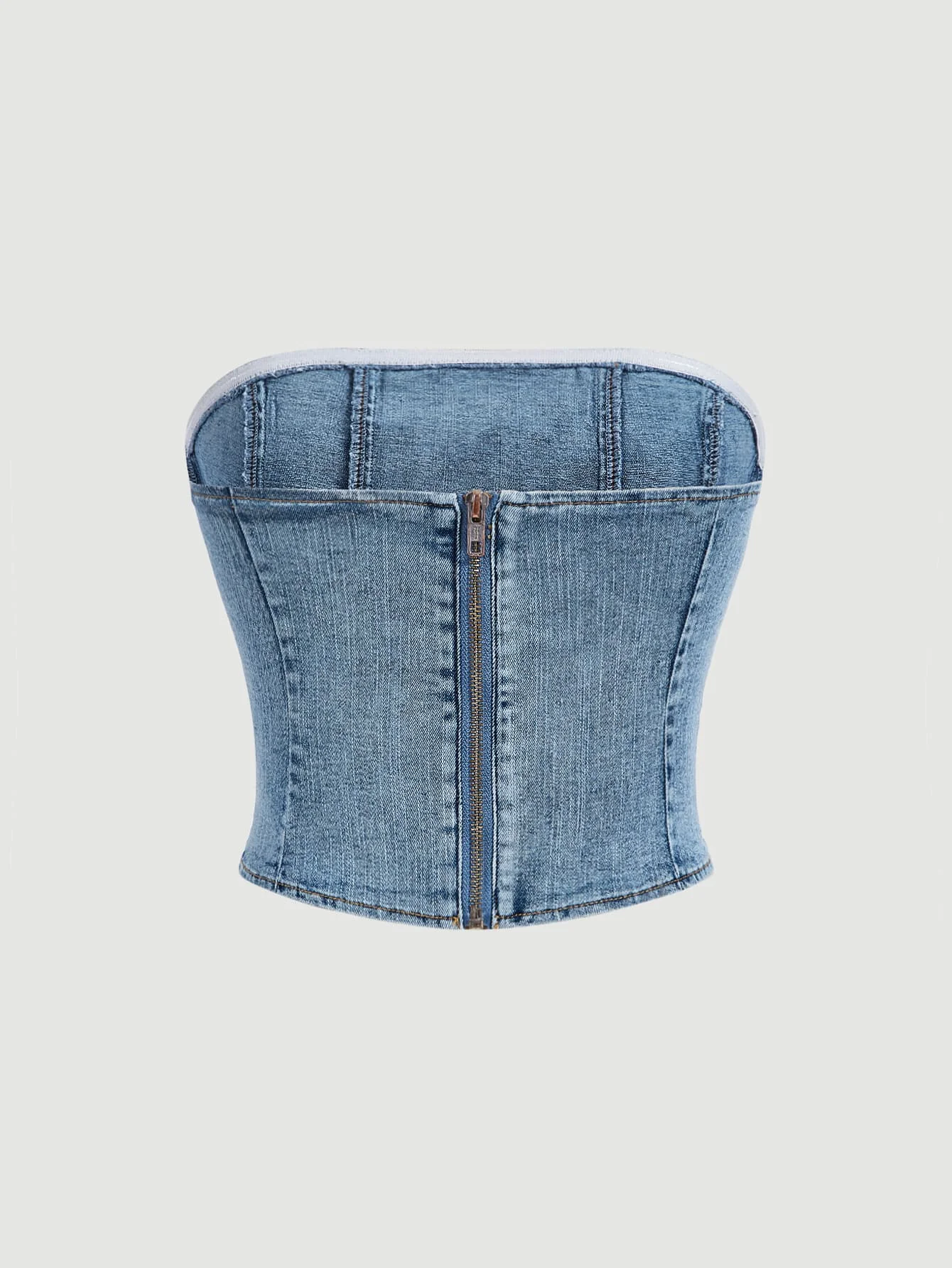Denim Tube Top With Metal Zipper Back Vintage Style
Denim Tube Top With Metal Zipper Back Vintage Style