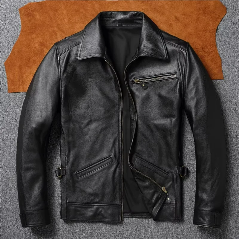 2023 new leather men's leather motorcycle wear fashion casual jacket head layer cowhide large size slim lapel coat
2023 new leather men's leather motorcycle wear fashion casual jacket head layer cowhide large size slim lapel coat